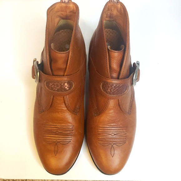 Ariat Shoes - Vintage Ariat Rodeo Ankle Booties Leather Buckled Braided Western Honey Boho